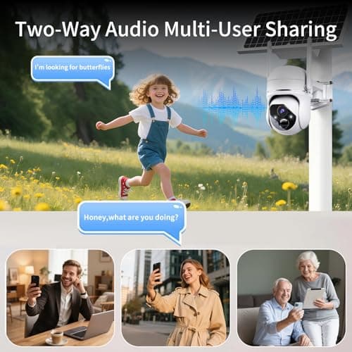 Solar WiFi Security Camera, 3MP PTZ Outdoor Solar & Battery Powered , 360°View, AI Detection, 2-Way Talk, Spotlight Siren, IP65, Cloud & SD Storage Up to 512GB (About 180-Day Storage SD Card Included) - Thumbnail 6