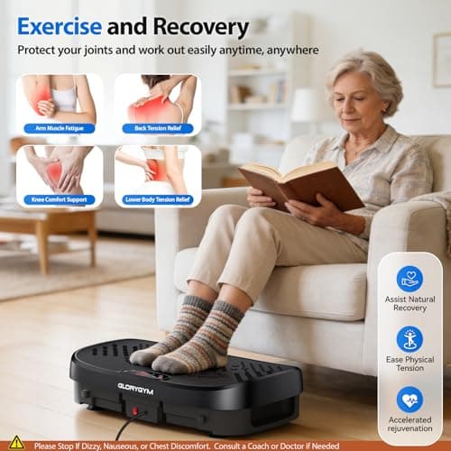 Glorygym Vibration Plate Exercise Machine - 120 Levels, 350lb Capacity, Quiet Motor with Remote Control for Home Fitness & Weight Loss - Thumbnail 6