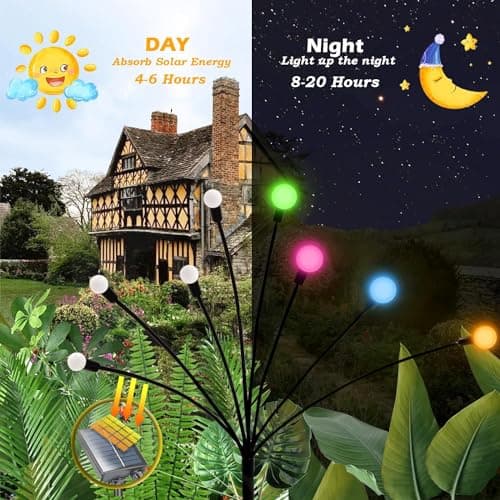 XBllcyiv Solar Garden Lights New Upgraded Swaying Light, Solar Outdoor Lights, Yard Patio Pathway Decoration, High Flexibility Iron Wire & Heavy Bulb Base, 2 Pack 16 LED (Colorful) - Thumbnail 3