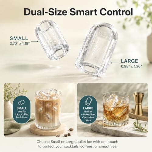 ELECVIVA Clear Bullet Ice Maker Countertop, 26Lbs/24H, 9 Cubes in 6 Min - Thumbnail 3