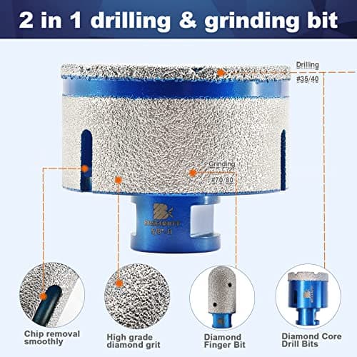 Diamond Core Drill Bit - BRSCHNITT Tile Hole Saw 3" for Drilling Enlarging Shaping Round Bevel Holes in Porcelain,Ceramic,Granite,Marble 5/8-11 Thread - Thumbnail 6