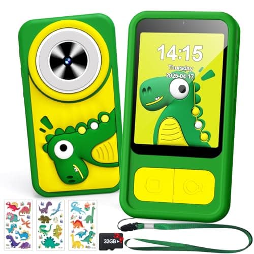 Kids Phone, Dinosaur Kids Smart Phone Toys for 3, 4, 5, 6, 7, 8 +Year Old Boys Gifts, 2.8” Touchscreen Child Learning Play Cell Phone with Dual Camera, Games & Music, Christmas Birthday Gifts (Green) - Image 1
