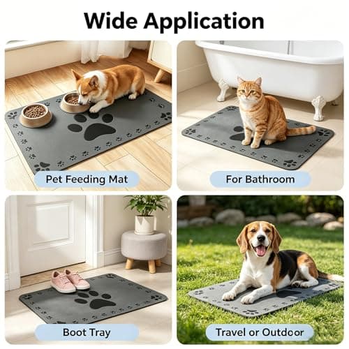 Dog Food Mat Absorbent Cat Mat for Food Water 24"x 16" - Thumbnail 6