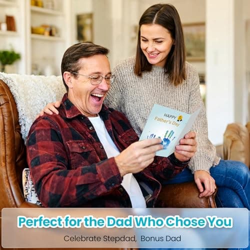 mountova Bonus Dad Stepdad Father's Day Card, Funny Animated Shaking Light Up and Musical Stepdad Greeting Card from Step Son Daughter，5.9" x 7.9" - Thumbnail 5