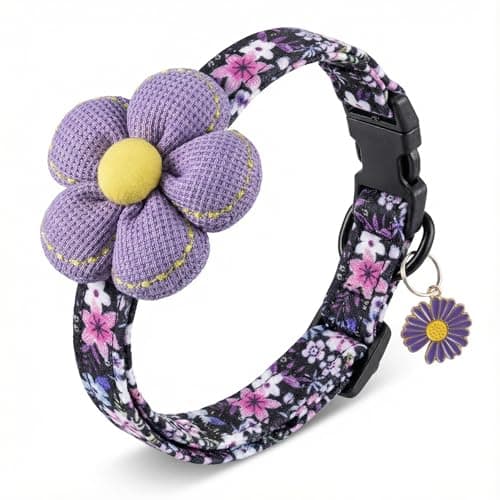 Small Dog Collar with Flower, Dog Collars for Small Dogs for Female Male Dogs Cute Dog Collar with Pendant - Image 1
