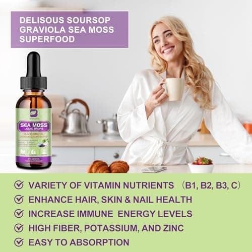 Sea Moss Liquid Drop - Black Seed Oil & Irish Sea Moss Gel with Ashwagandha, Soursop Bitters, Burdock Root, Bladderwrack, Elderberry, 6X Stronger Seamoss Supplment for Immune, Gut Health, Hair Support - Thumbnail 4