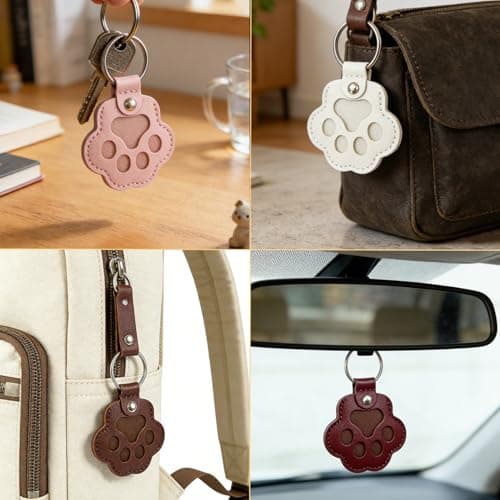 QTYSFE Pet Hair Keychain 6 Pcs, Leather Keychain for Dog Paw Shaped Pet Fur Keepsake, Paw Keychain For Dog Hair Cat Fur Memorial Gifts Key Holder - Thumbnail 3