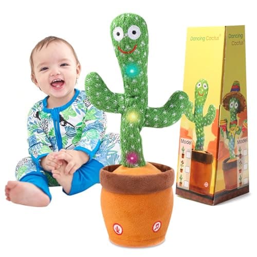 MIAODAM Dancing Cactus, Talking Cactus Baby Toy, Colorful Glowing Repeating Cactus Toy for Baby Toddler, Singing Cactus Toy 10 Pcs Songs Repeats What You Say for Baby Toy Gift Mimicking - Image 1
