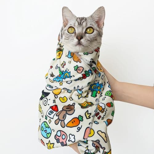 JPTECY Cat Wrap for Cutting Nails Large Size 35.5in Self-Adhesive Cat Grooming Wrap Cat Nail Clipper Hammock Soft Cat Restraint Bag for Nail Clipping Cat Grooming Supplies(Under 22lbs) - Image 1