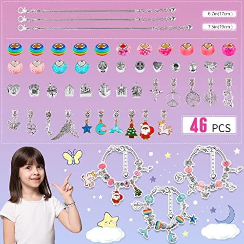 Girls Charm Bracelet Making Kit, Unicorn Toy Gifts for Ages 6 7 8 9 10+ Girls DIY Jewelry Making Kit for 8-12, Perfect Craft Kits Educational Toys - Finger Fine Motor Training and Inspires Creativity - Thumbnail 6