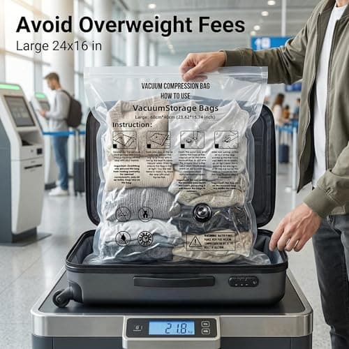 Yobobo Vacuum Seal Bags for Clothing: 9 Pack Large Travel Vacuum Bags for Luggage with Rechargeable Electric Pump - Space Saver for Carry-On Packing - Thumbnail 2