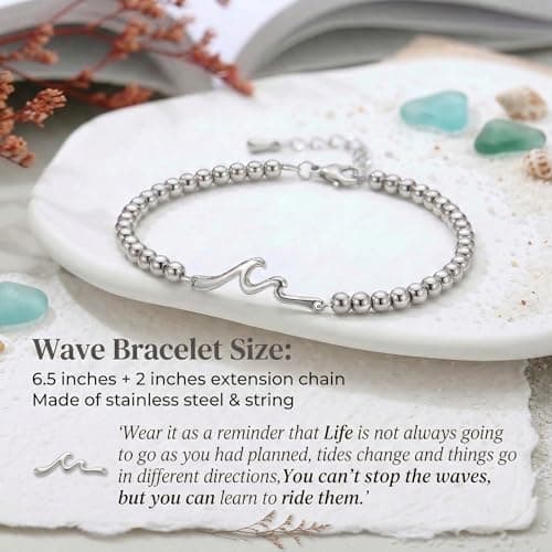 Wisedawn Easter Basket Stuffers for Teens Girl Kid Women, Unique Easter Gift for Teen Girl Kid Women Adults with Gift Card, Slive Beaded Bracelet for Woman Girl - Thumbnail 4