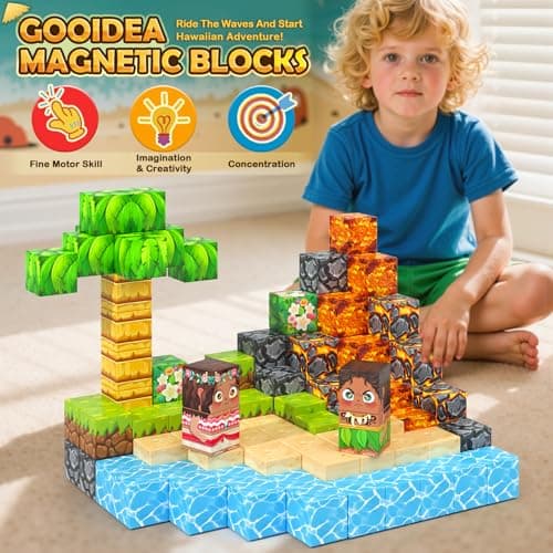 Large Magnetic Blocks - 120PCS 1“ Magnetic Cubes Building Toys for Kids Age 3-5 4-8 5-7 8-12, Hawaii Mine Magnet World Building Craft, Educational Toys Christmas Birthday Game Gifts for Boys Girls - Thumbnail 4