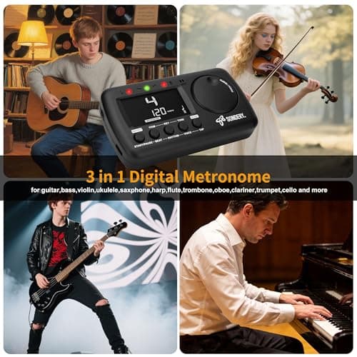 Sondery Digital Vocal Metronome Tuner Rechargeable for Guitar Bass Violin - Thumbnail 3
