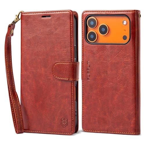 FLIPALM Wallet Case for iPhone 17 Series with Wrist Strap - PU Leather Folio Flip with Credit Card Holder & Kickstand, Protective Cover (Brown, for iPhone 17 Pro Max) - Image 1