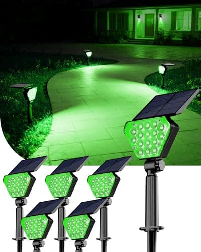T-SUN Solar Lights Outdoor Waterproof IP65, 6Pack LED Solar Spot Lights Color Changing IP65 Waterproof Smart Auto On/Off for Outside Landscape Garden Yard Lawn Pathway Patio Driveway - Image 1