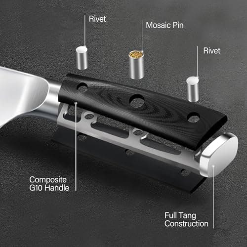 ANSHEE 8 Inch Gyuto Chef Knife - High Carbon Stainless Steel Ultra Sharp Blade,G10 handle Dishwasher Safe, Professional Kitchen Knife for Meat,Vegetables with Sheath Gift Box(Home Cooks & Restaurants) - Thumbnail 3