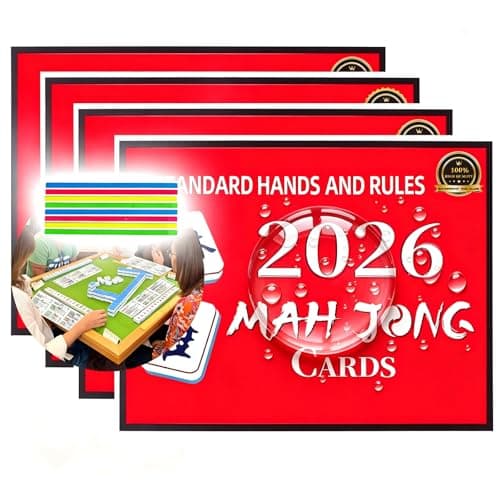 HDWESIN 4Pcs Mahjong Cards 2026 with Line Finder - Large Print American Mahjong Reference Card Set, Waterproof & Easy to Read Strategy Guide
