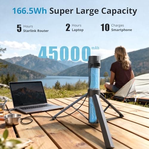 Starlink Mini Battery Pack– 166Wh/45,000mAh Power Bank Up to 6-Hour Runtime, All-in-One Battery & Tripod Stand, Stable Output for Outdoor Camping & Remote Work, IP67 Waterproof - Thumbnail 4