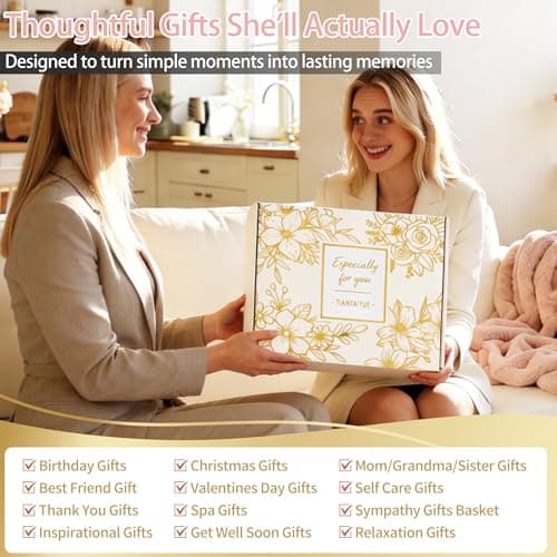 TIANTAIYUE Spa Gift Basket for Women, 11-Piece Self Care Package for Her, Cozy Relaxation Gifts for Birthday, Anniversary, Mother's Day, Thank You, Get Well Soon Gifts for Mom, Wife, Girlfriend, Beige - Thumbnail 3