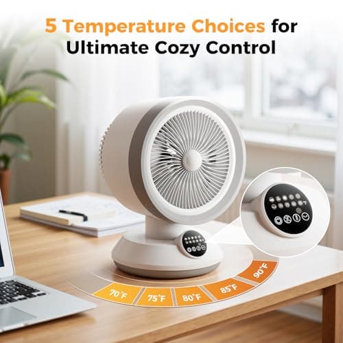 EXNOS Heater and Fan Combo, 2-in-1 1500W Quiet Heater, 2 Modes & Tip-Over Protection - Thumbnail 4