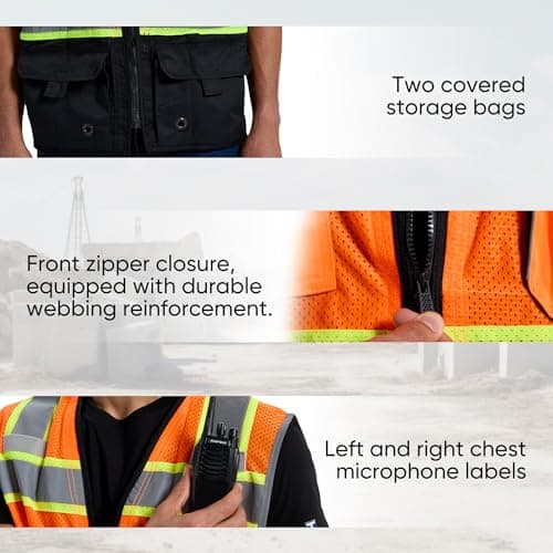 SRsafety High Visibility Vest, Security Vest with 9 Pockets,Mesh Safety Vest for Construction Workers Sanitation Workers - Thumbnail 4
