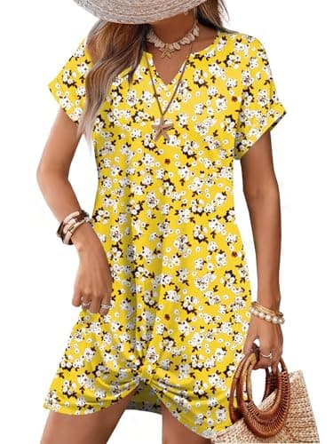 RUMIA Swimsuit Coverup Summer Dresses for Women 2026 Eyelet Loose Twisted Dresses Yellowbaiju 2XL - Image 1