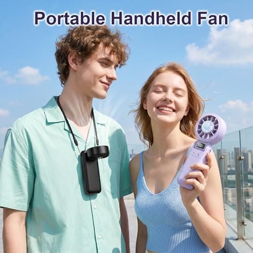 Husdensky Portable Fan Handheld with Ice Cooling Rechargeable 5.5m/s Speed - Thumbnail 3