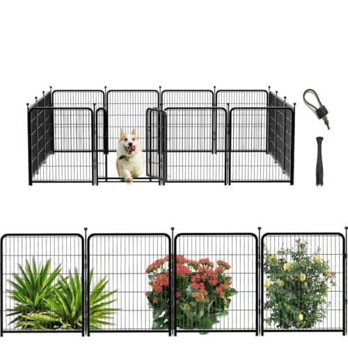 Getlay Dog Playpen 48 inch(H) 8 Panels Total 17.7 Ft(L) Dog Fence Outdoor for Yard. Wide Door Low Threshold，Metal Dog Pen Heavy Duty Pet Puppy Exercise Pen for Rv Camping Garden Yard - Image 1