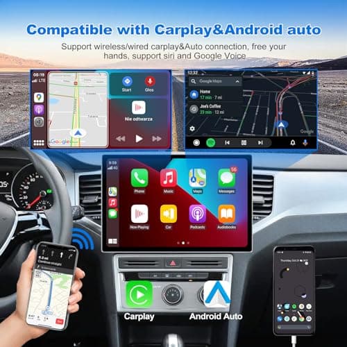 6+128GB Android 15 Qualcomm Car Stereo with Wireless CarPlay Android Auto, 12 inch QLED Touch Screen Upgrade GPS Navigation with AHD1080P Front and Rear Camera, Octa Core, WiFi, Bluetooth, Support 4G - Thumbnail 5