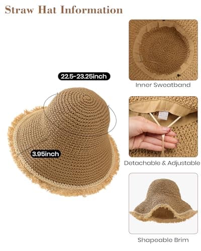 Beach Bags for Women & Sun Hat Set, Handmade Crochet Tote Bag for Summer Vacation, Beach Hat UPF50+ Protection, Perfect for Summer Travel & Beach Days Green - Thumbnail 4