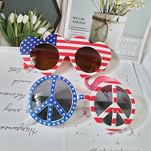 JAKADYUKS American Flag Glasses 8pcs, Fourth 4th of July Party Accessories, USA Veterans Day decoration Memorial Day Patriotic Party Favors, Red White and Blue Photo Booth Props - Thumbnail 5