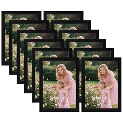Schliersee 5x7 Picture Frames Set of 12, Elegant Classic Black Frame for 5 by 7 Photo, Wall and Tabletop Display - Image 1