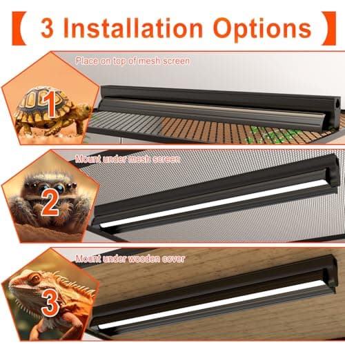 24W T5 UVB Reptile Light Fixture Combo Kit – 10.0 UVB Fluorescent Tube for Bearded Dragons, Lizards & Tortoises – UVA UVB Reptile Light, 22" Terrarium Hood (UVB 10.0-Desert, 22INCH-24W) - Thumbnail 4