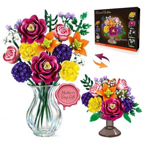 Flower Bouquet Building Set for Mother's Day, 933PCS Botanical Collection, 14 Flowers Building Blocks Kit, Creative DIY Building Block Gift for Mother's Day, Teens Girls Ages 6+ and Mom/Girlfriend