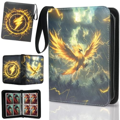Trading Card Binder 4 Pocket, Fits 400 Cards with 50 Removable Sleeves, Portable TCG Album Folder for Standard Size Game Cards, Sports Card Holder Book for Collectors, Stormwing - Image 1