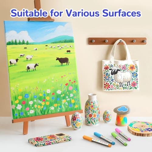 HOTU Acrylic Paint Markers, Large Capacity (6.6g Each) No-bleed Brush Tip Paint Pens with Automatic Ink Control, Water-based Acrylic Markers for Art&DIY Crafts, Fabric, Rock, Glass, Wood-36 Colors - Thumbnail 6