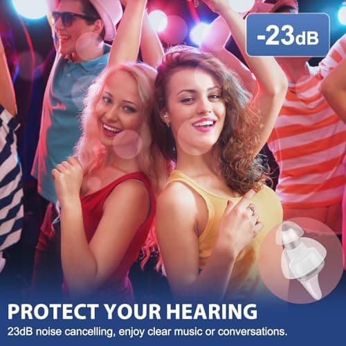 Ear Plugs for Concerts, High Fidelity Concert Earplugs with Noise Cancelling, 2 Pairs Reusable Hearing Protection for Musician, Festivals, Raves, Live Music - Thumbnail 2