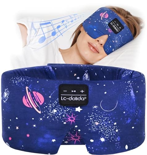 LC-dolida Sleep Mask with Bluetooth Headphones, Extra Large Silk Eye Mask for Sleeping Side Day Sleepers, Sleep Headphones Bluetooth 5.4 for Women Men with Thin Speaker, Blackout, Comfort, Microphone - Image 1