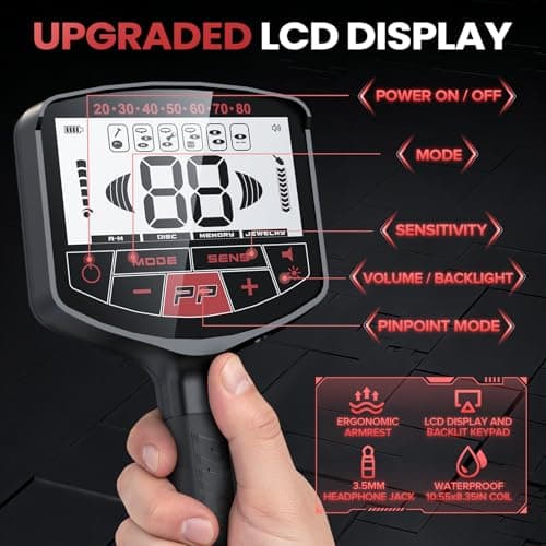 PANCKY Metal Detector for Adults Professional, Collapsible All-Terrain Pinpointing IP68 Waterproof Gold Metal Detector Kit 27.2 to 51.2" Adjustable, 5 Modes, 10.55x8.35 Coil, Higher Accuracy, PK1098 - Thumbnail 3