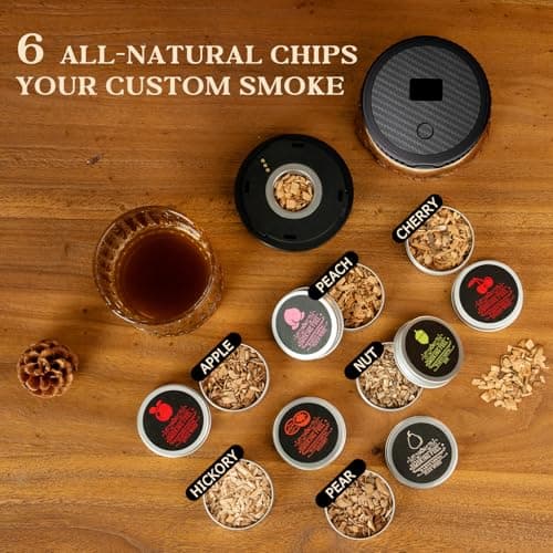 Electric Whiskey Smoker Kit Upgraded, Rechargeable Cocktail Smoker Kit with 4 Light Modes & 6 Wood Chips, Old Fashioned Whiskey Accessories, Bourbon Gifts for Men, Dad, Husband, No Butane - Thumbnail 6