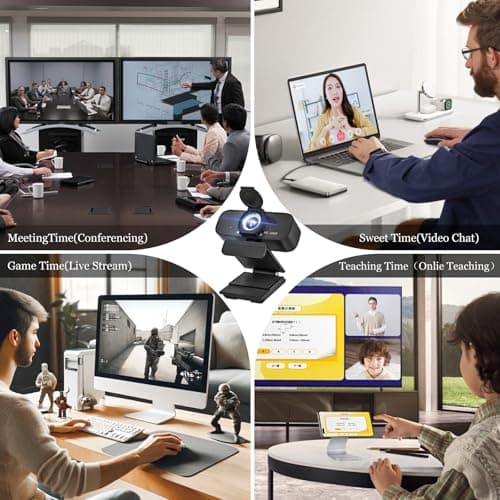 SZGIARUY 1080P HD Webcam for PC with Auto Focus & Noise Cancelling Mic - Plug and Play Computer Camera for Video Conferencing, Online Classes, Live Streaming - Ideal for Remote Workers/Students/Gamers - Thumbnail 6