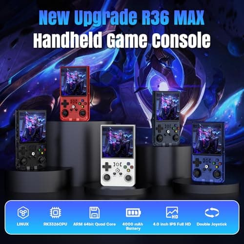 R36MAX Retro Handheld Game Console, 64GB Retro Gaming Console with 4.0 Inch Screen, Portable Video Game Consoles with 4000mAh Battery and Multiple Emulators, Open Linux System (Ivory) - Thumbnail 2