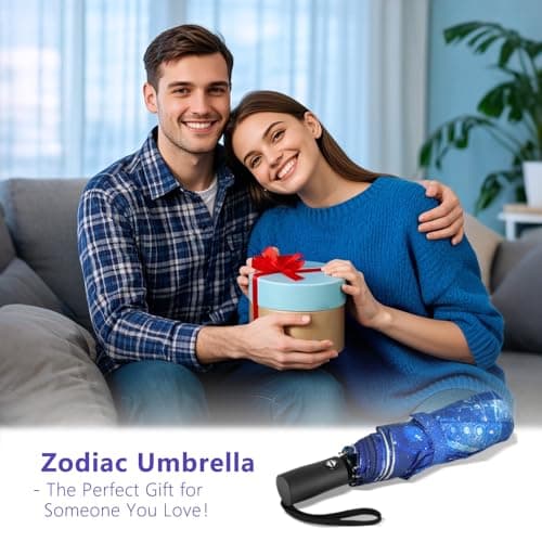 Natuquebrela Portable Travel Umbrella Constellations - Compact Automatic Large Wind Resistant Rain Umbrellas Strong Packable Umbrella for Women - Thumbnail 5