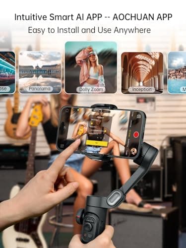 AOCHUAN Phone Gimbal Stabilizer 3-Axis Smartphone Foldable Handheld Gimbal for iPhone with Focus Wheel TikTok YouTube Vlog Stabilizer for iPhone17 16 15 14 13 Pro Max Android-Smart XE - Thumbnail 5