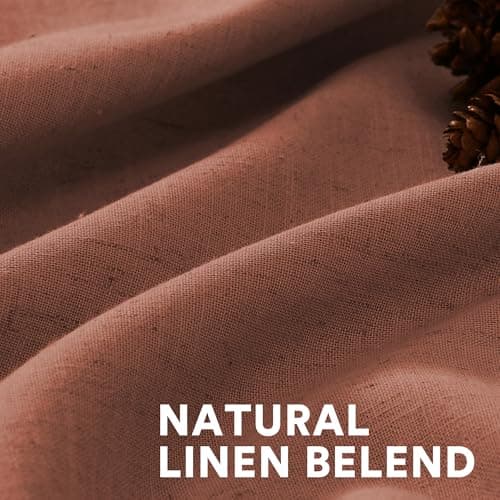 PrinceDeco Rust Semi Sheer Curtains 96 Inches Long 2 Panels Set for Bedroom,Back Tab and Rod Pocket Thick Linen Light Filtering Farmhouse Privacy Drapes for Living Room/Dining Room,Terra Cotta - Thumbnail 2