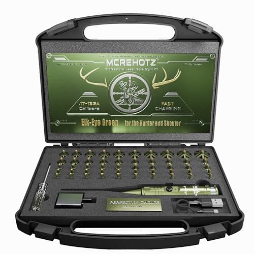 MCREHOTZ Super-Rechargeable Bore Sight Laser Kit: Professional Green Laser Bore Sighter with 50 Adapters (0.17-12 GA) - Fast Zeroing for Rifle & Pistol | Reliable | Fits All Guns | Wonderful Gift
