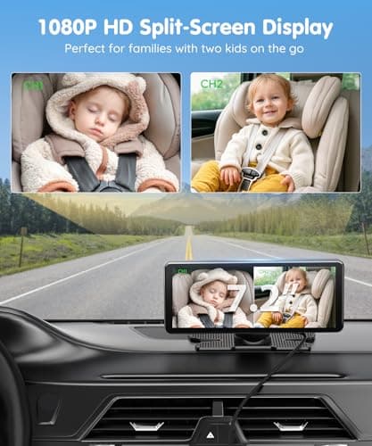 Babyvue BV3PRO 7.2" 1080P HD Dual Camera Car Baby Monitor for 2 Kids, IR Night Vision, Easy Installation, Brightness Adjustment, Car Seat Camera, Ideal Gift for Girls and Pets Monitoring - Thumbnail 2