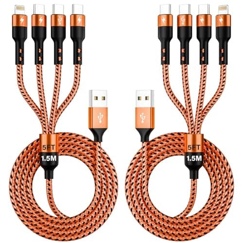 Jogrytece Travel Essentials, 4 in 1 Multi Charging Cable 3 USB C Chargers for iPhone 17, Multi Charger Cord with 3 Type C/IP, Compatible for iPhone 17 to 11, Android, Galaxy, iPad, Data Sync, 5 FT - Image 1