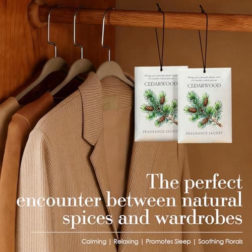 HOMELLAX Cedarwood Scented Sachet Bags - 12 Pack Closet & Drawer Freshener, Long Lasting Odor Eliminator for Wardrobes, Cars & Storage, Home Fragrance Air Freshener Sachets - Thumbnail 3